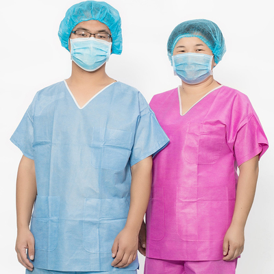 Chiết nối dây kéo Icu Scrub Suit 2 túi cho các trung tâm phẫu thuật / Màu trắng xanh lá cây hồng