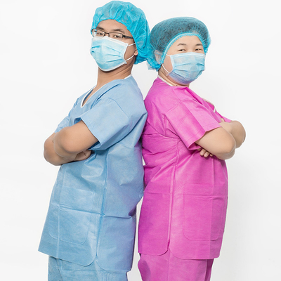 Chiết nối dây kéo Icu Scrub Suit 2 túi cho các trung tâm phẫu thuật / Màu trắng xanh lá cây hồng